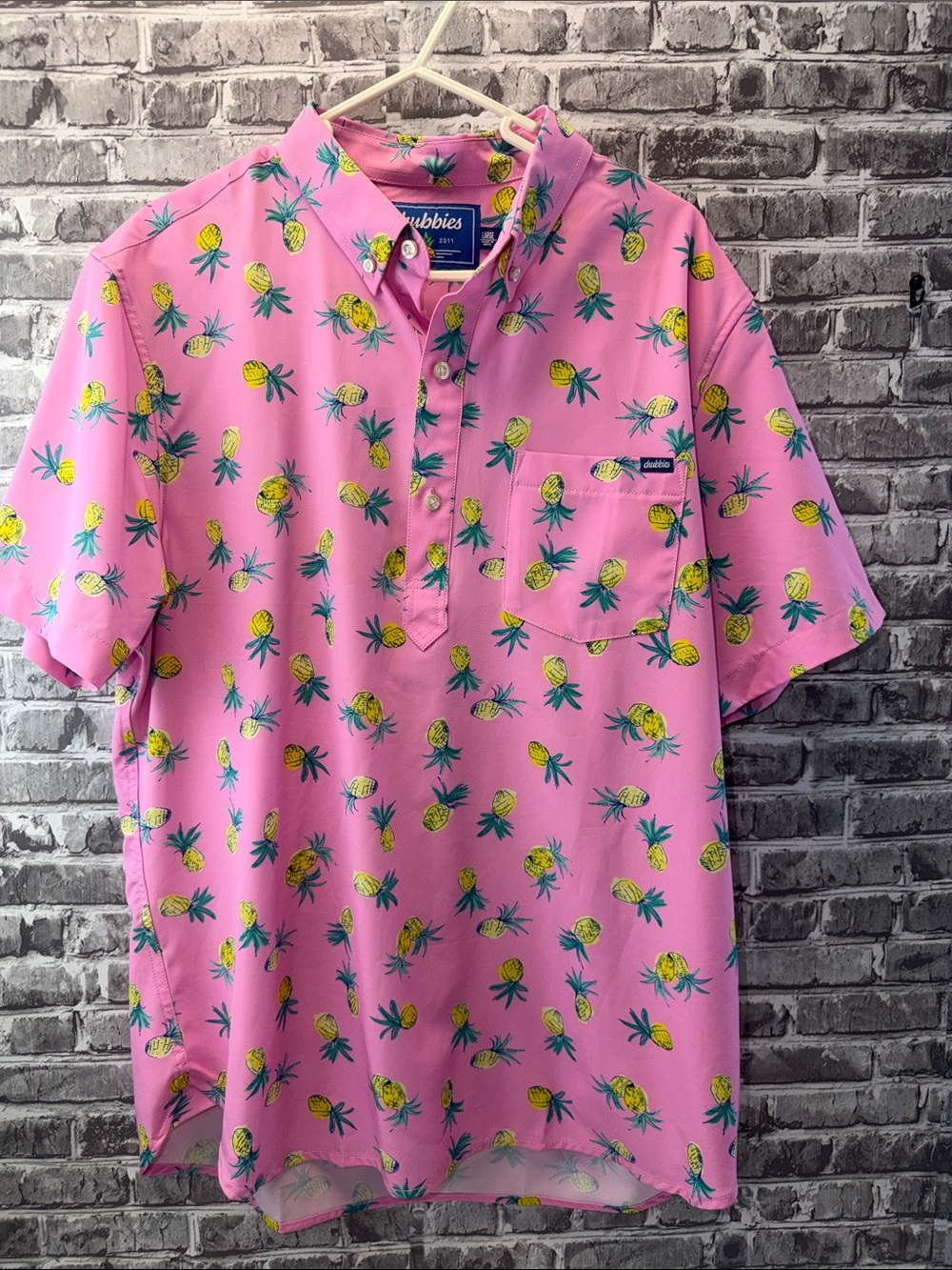 chubbies Pink Pineapple‎ Button Polo